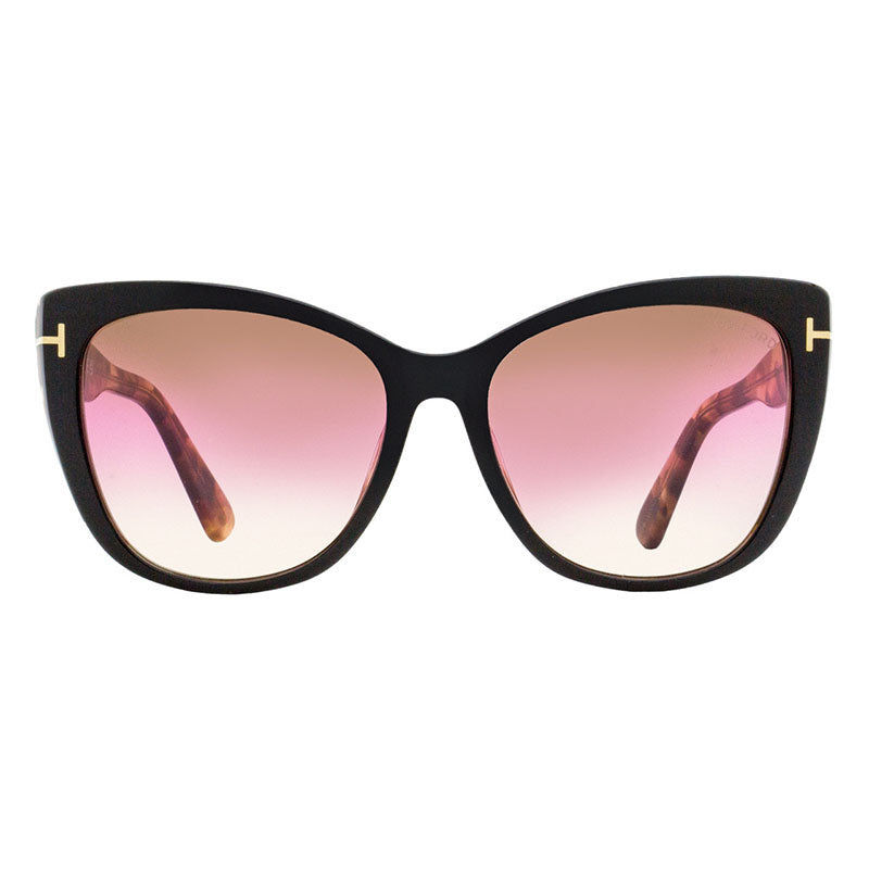 Tom Ford Sunglasses Butterfly Full Rim, Shiny Black Frame and Smoke Gradient Polarized Lens FT093701D