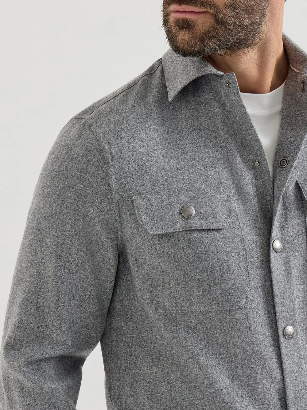 Brunello Cucinelli Men Virgin Wool Flannel Overshirt