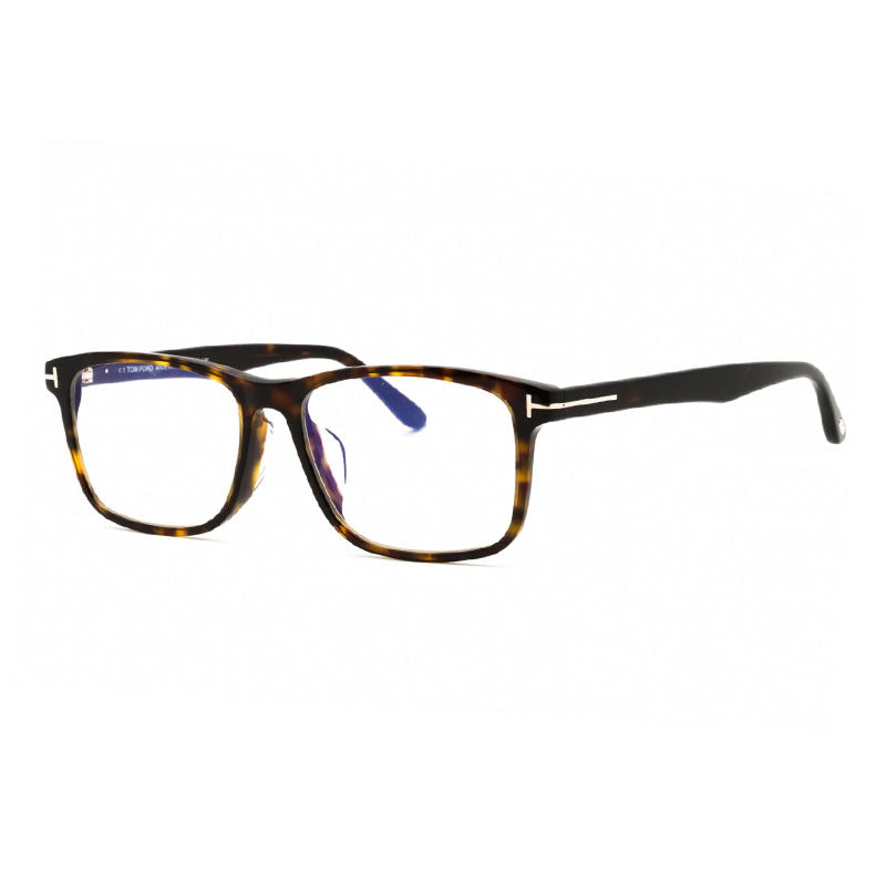 Tom Ford Eyeglasses Rectangle Full Rim, Dark Havana Frame and Clear/Blue-Light Block Lenses Lens FT5752-F-B052