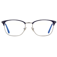 Tom Ford Tom Ford Eyeglasses Square Full Rim, Matte Blue/Shiny Dark Ruthenium Frame and Clear Blue Light Block Lens FT5750-B091