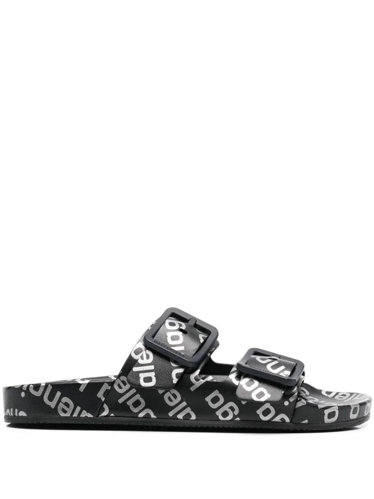 Balenciaga Balenciaga Logo Print Mallorca Flat Sandals 'Black White Logo'