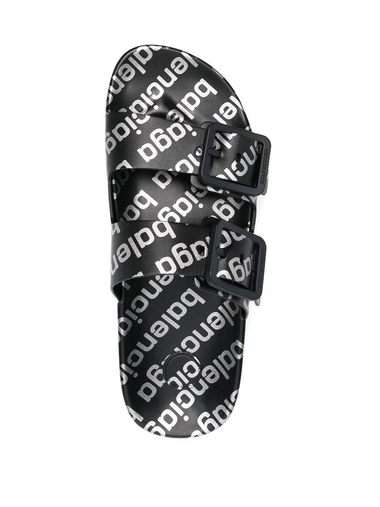 Balenciaga Balenciaga Logo Print Mallorca Flat Sandals 'Black White Logo'