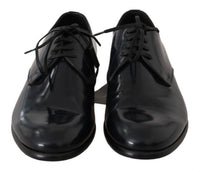 Dolce & Gabbana Blue Leather Polished Dress Derby Men's Shoes