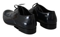 Dolce & Gabbana Blue Leather Polished Dress Derby Men's Shoes