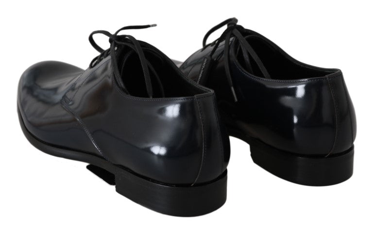 Dolce & Gabbana Blue Leather Polished Dress Derby Men's Shoes