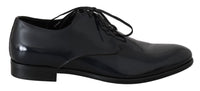 Dolce & Gabbana Blue Leather Polished Dress Derby Men's Shoes