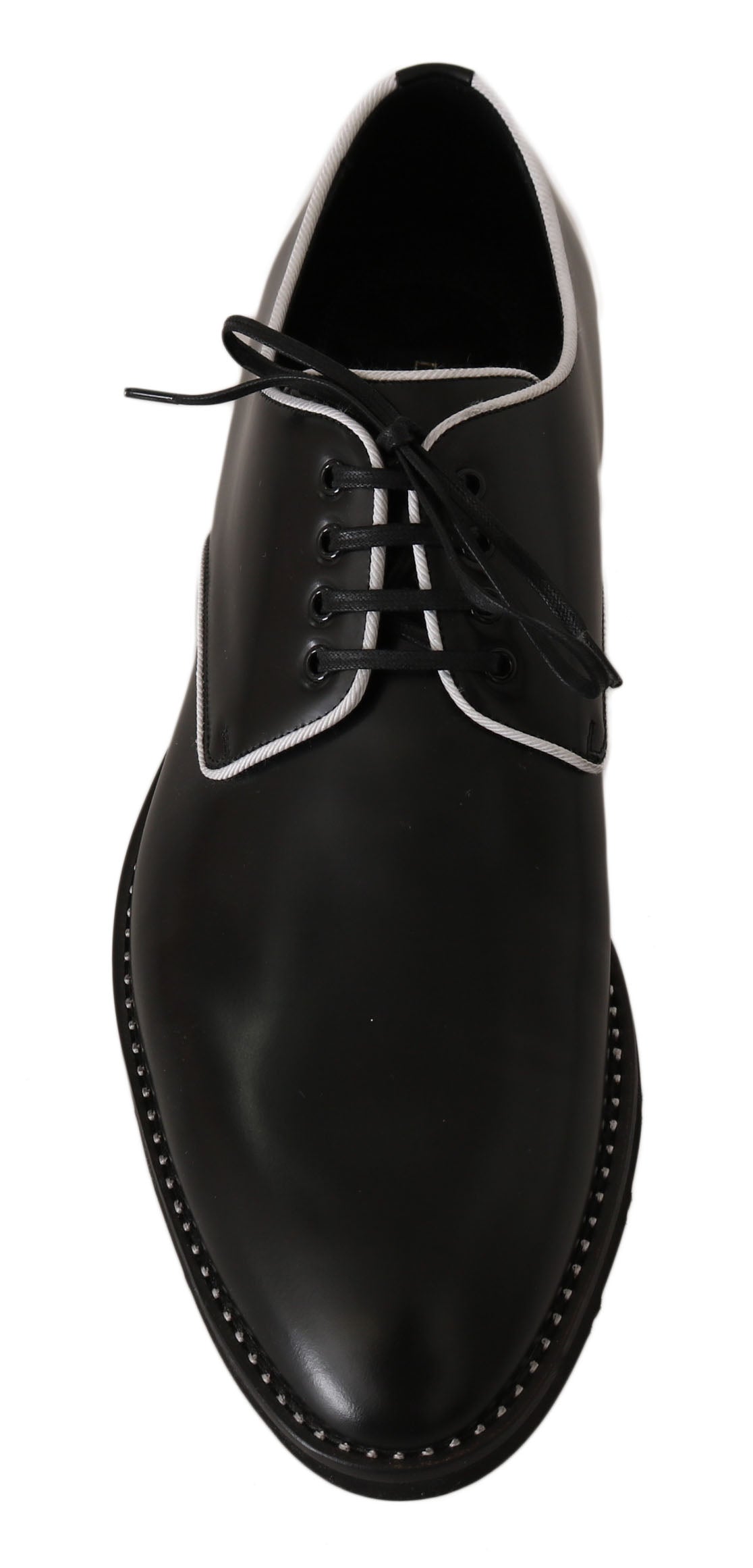 Dolce & Gabbana Dolce & Gabbana Black Leather White Line Dress Derby Men's Shoes