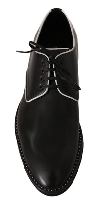 Dolce & Gabbana Dolce & Gabbana Black Leather White Line Dress Derby Men's Shoes