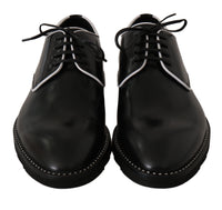 Dolce & Gabbana Dolce & Gabbana Black Leather White Line Dress Derby Men's Shoes