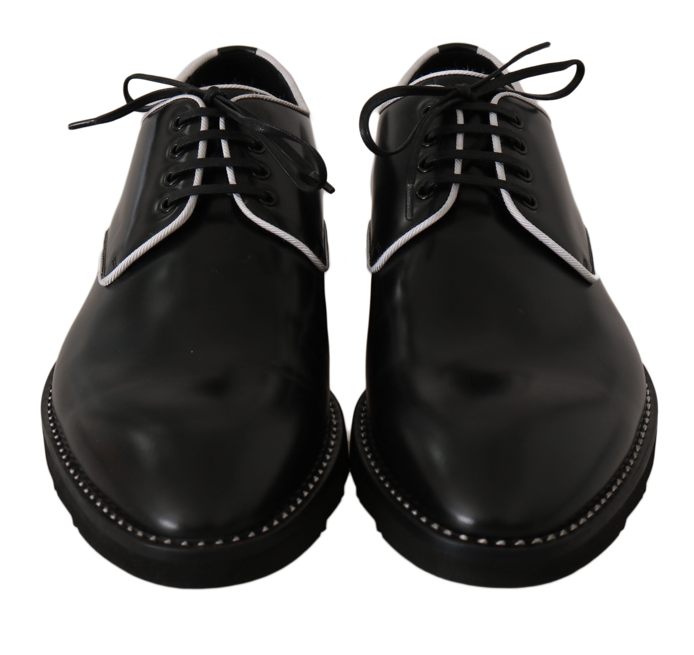 Dolce & Gabbana Dolce & Gabbana Black Leather White Line Dress Derby Men's Shoes