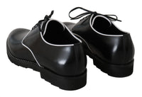 Dolce & Gabbana Dolce & Gabbana Black Leather White Line Dress Derby Men's Shoes