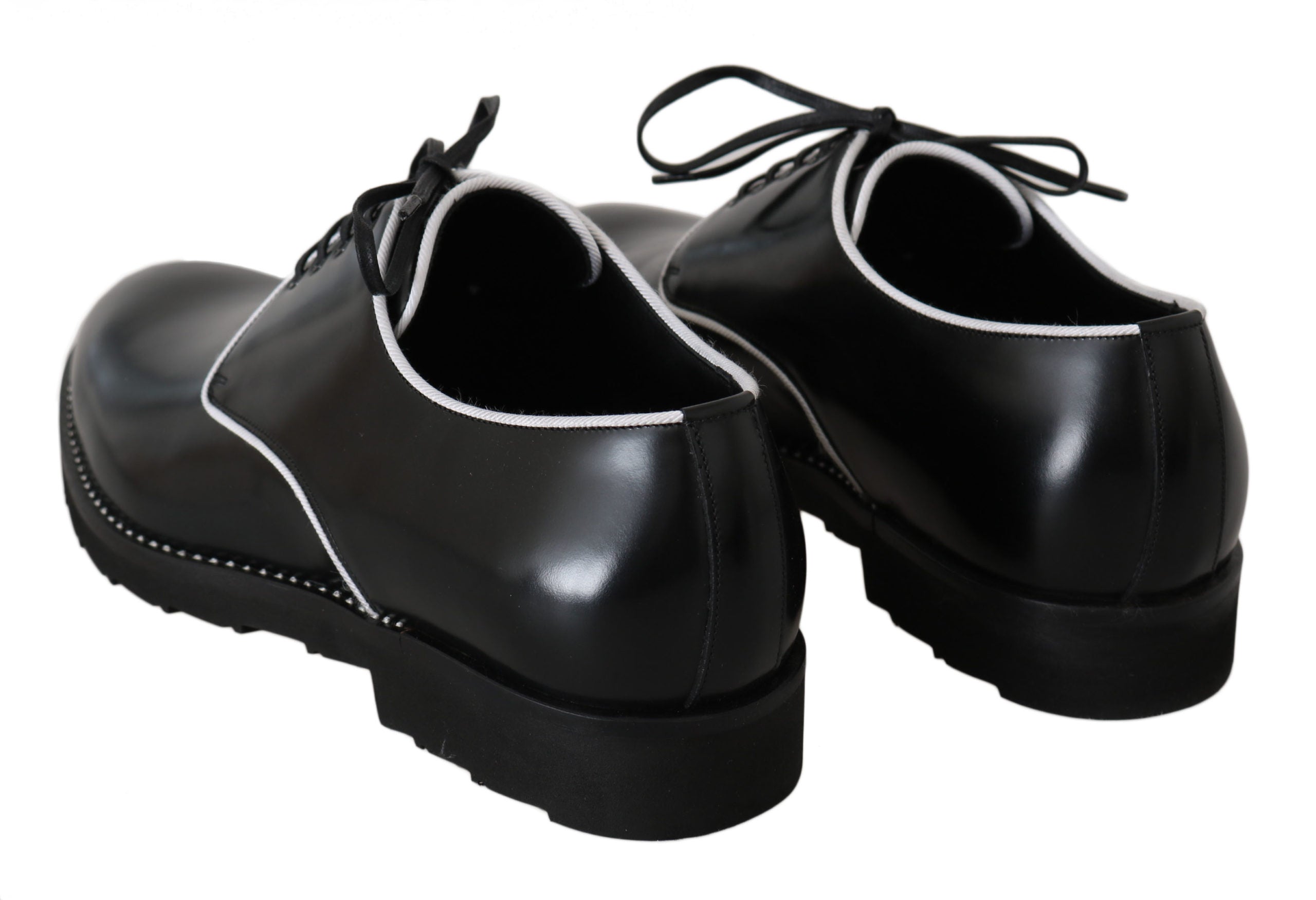 Dolce & Gabbana Dolce & Gabbana Black Leather White Line Dress Derby Men's Shoes