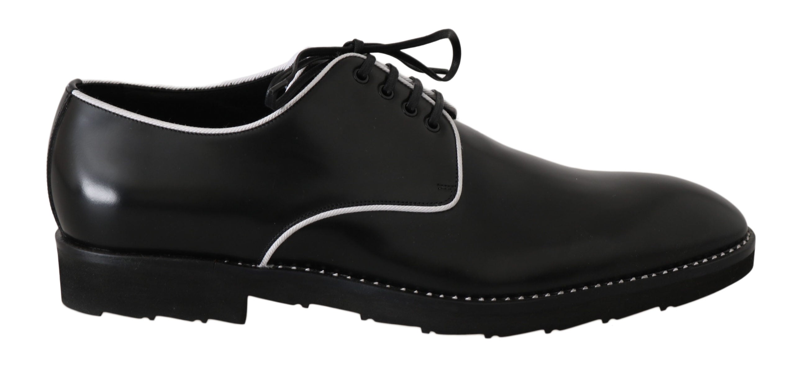 Dolce & Gabbana Dolce & Gabbana Black Leather White Line Dress Derby Men's Shoes