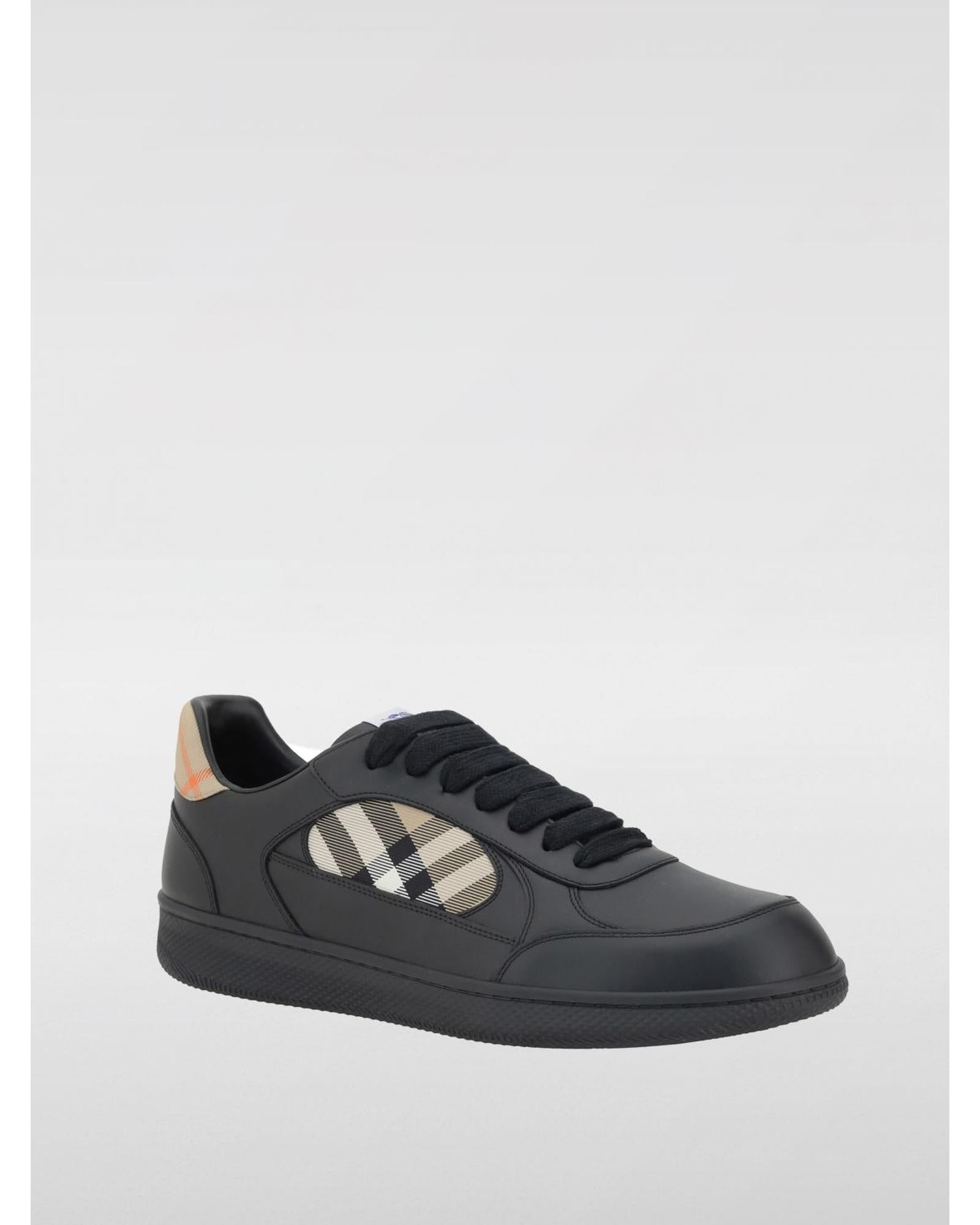 Burberry Arthur Leather Sneakers Check Print Men Black
