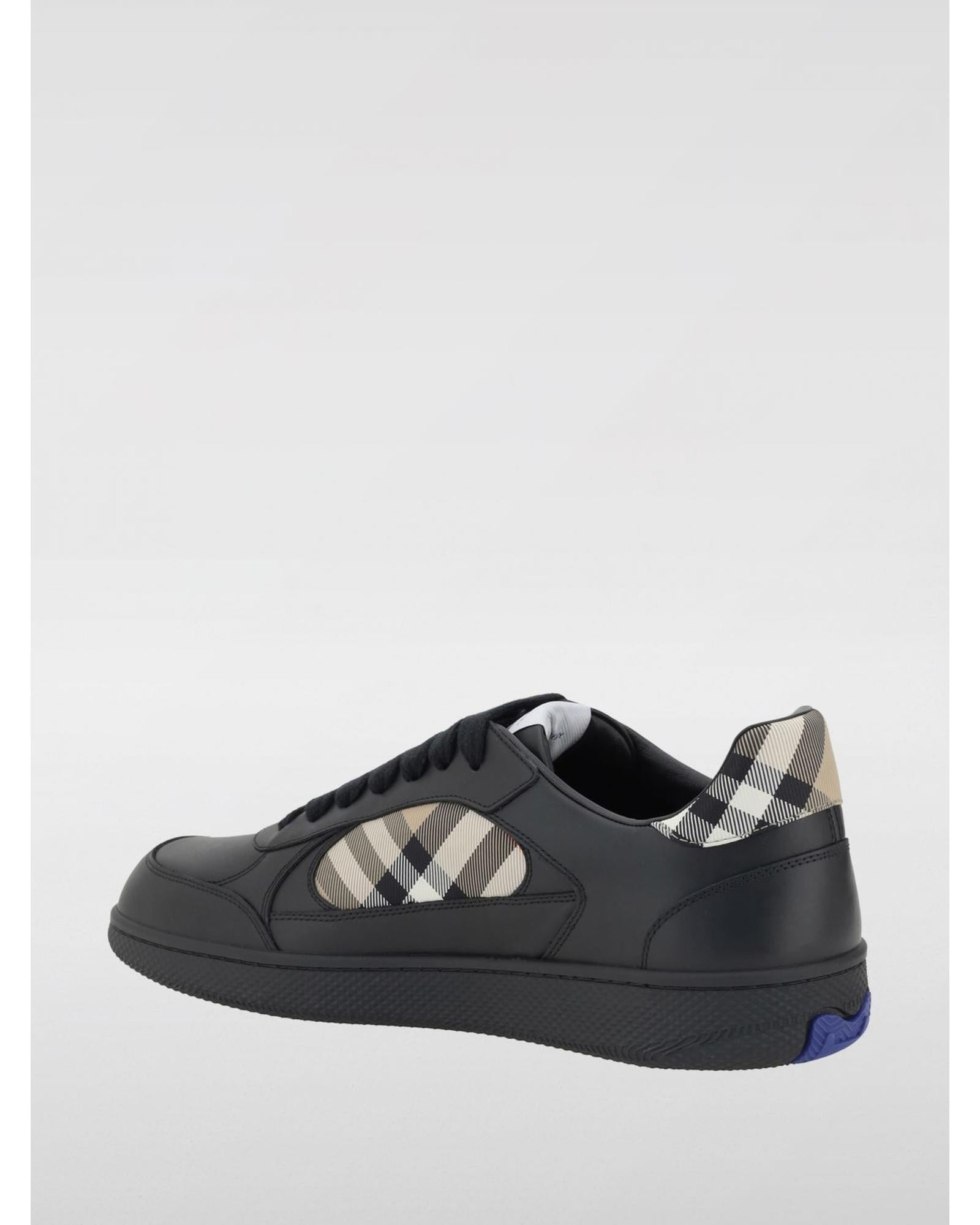 Burberry Arthur Leather Sneakers Check Print Men Black