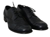 Dolce & Gabbana Dolce & Gabbana Dark Blue Leather Wingtip Oxford Dress Men's Shoes