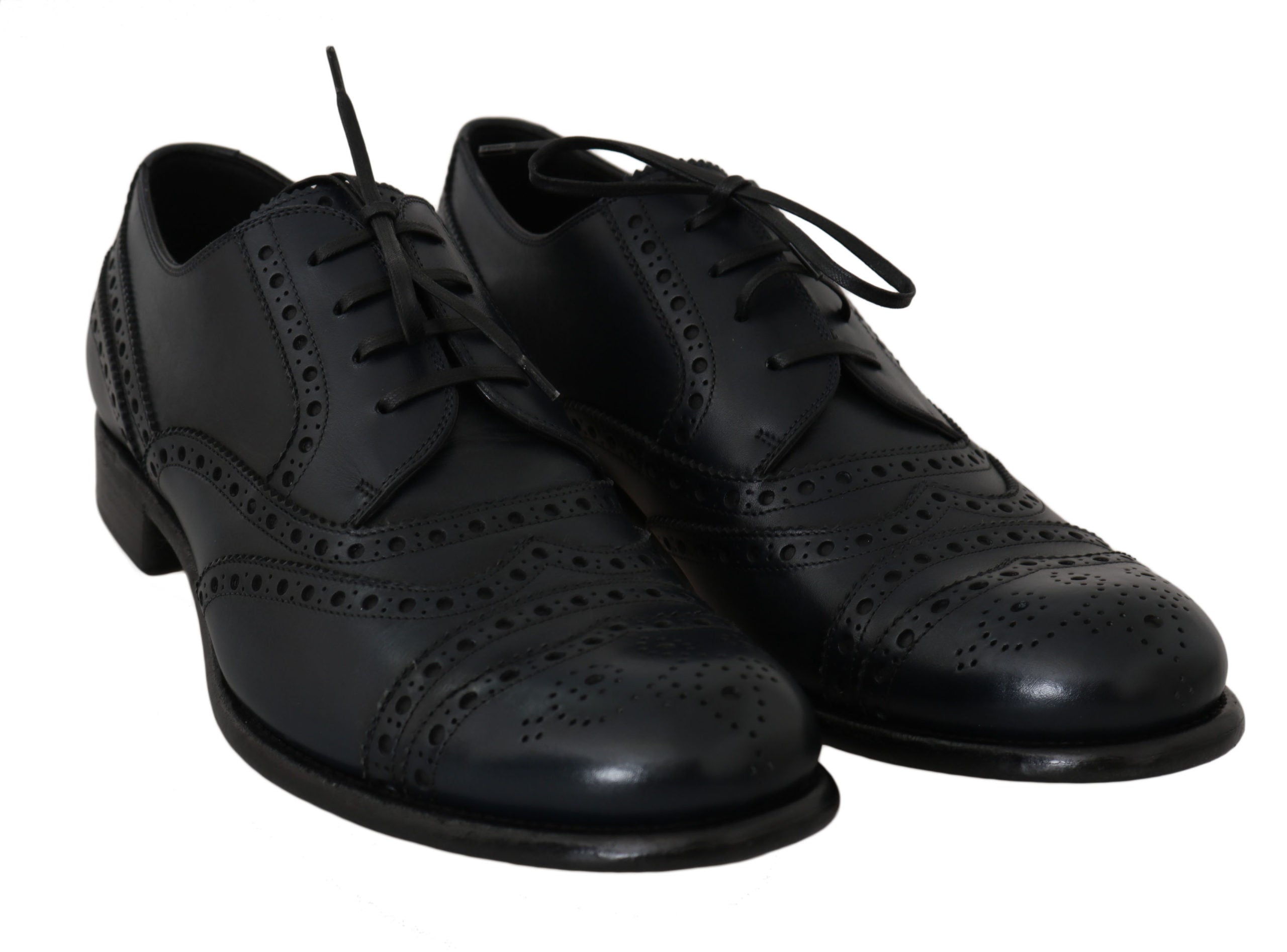 Dolce & Gabbana Dolce & Gabbana Dark Blue Leather Wingtip Oxford Dress Men's Shoes