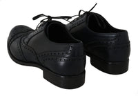 Dolce & Gabbana Dolce & Gabbana Dark Blue Leather Wingtip Oxford Dress Men's Shoes