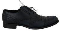 Dolce & Gabbana Dolce & Gabbana Dark Blue Leather Wingtip Oxford Dress Men's Shoes