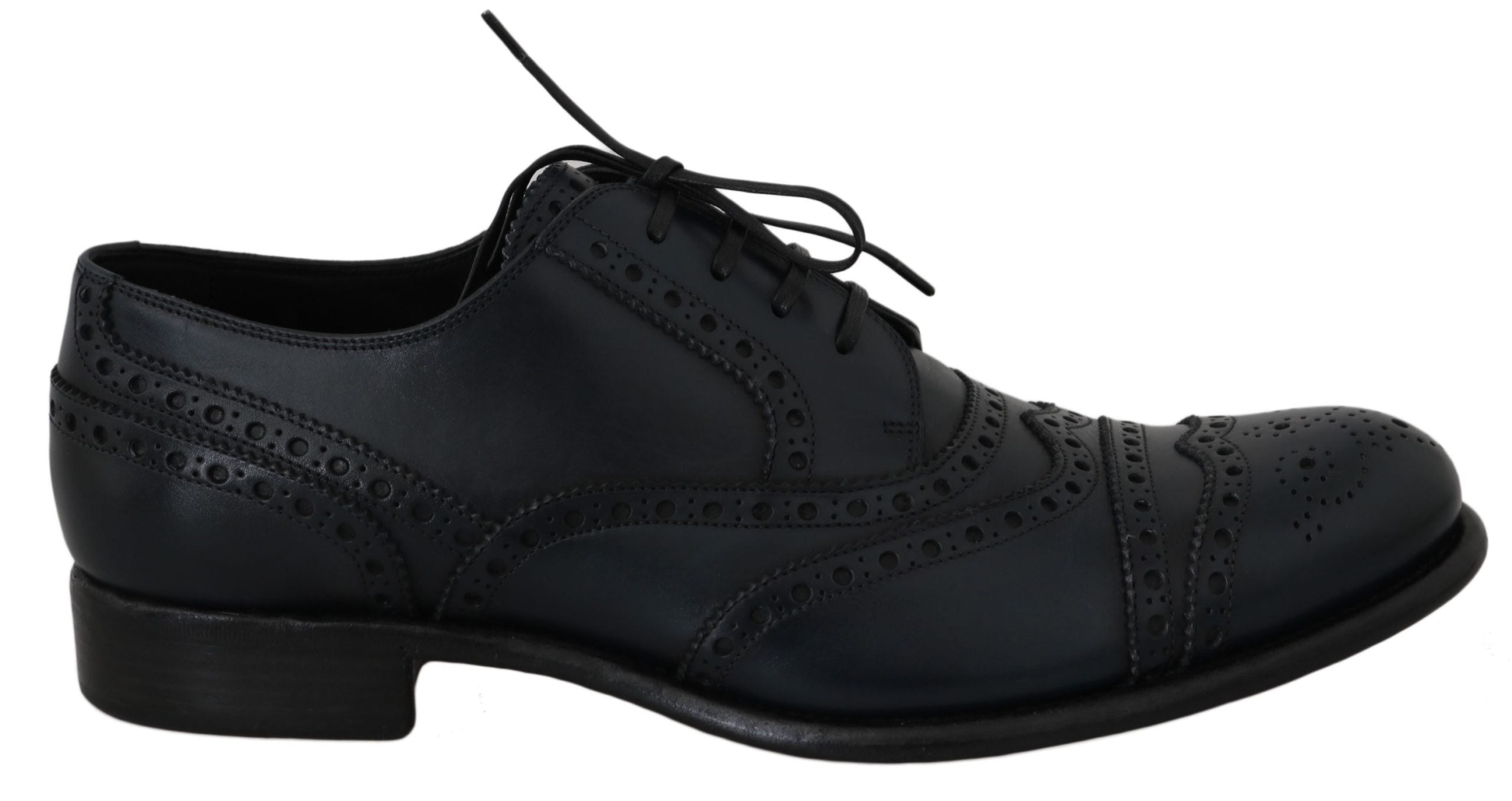 Dolce & Gabbana Dolce & Gabbana Dark Blue Leather Wingtip Oxford Dress Men's Shoes