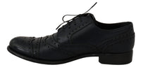 Dolce & Gabbana Dolce & Gabbana Dark Blue Leather Wingtip Oxford Dress Men's Shoes