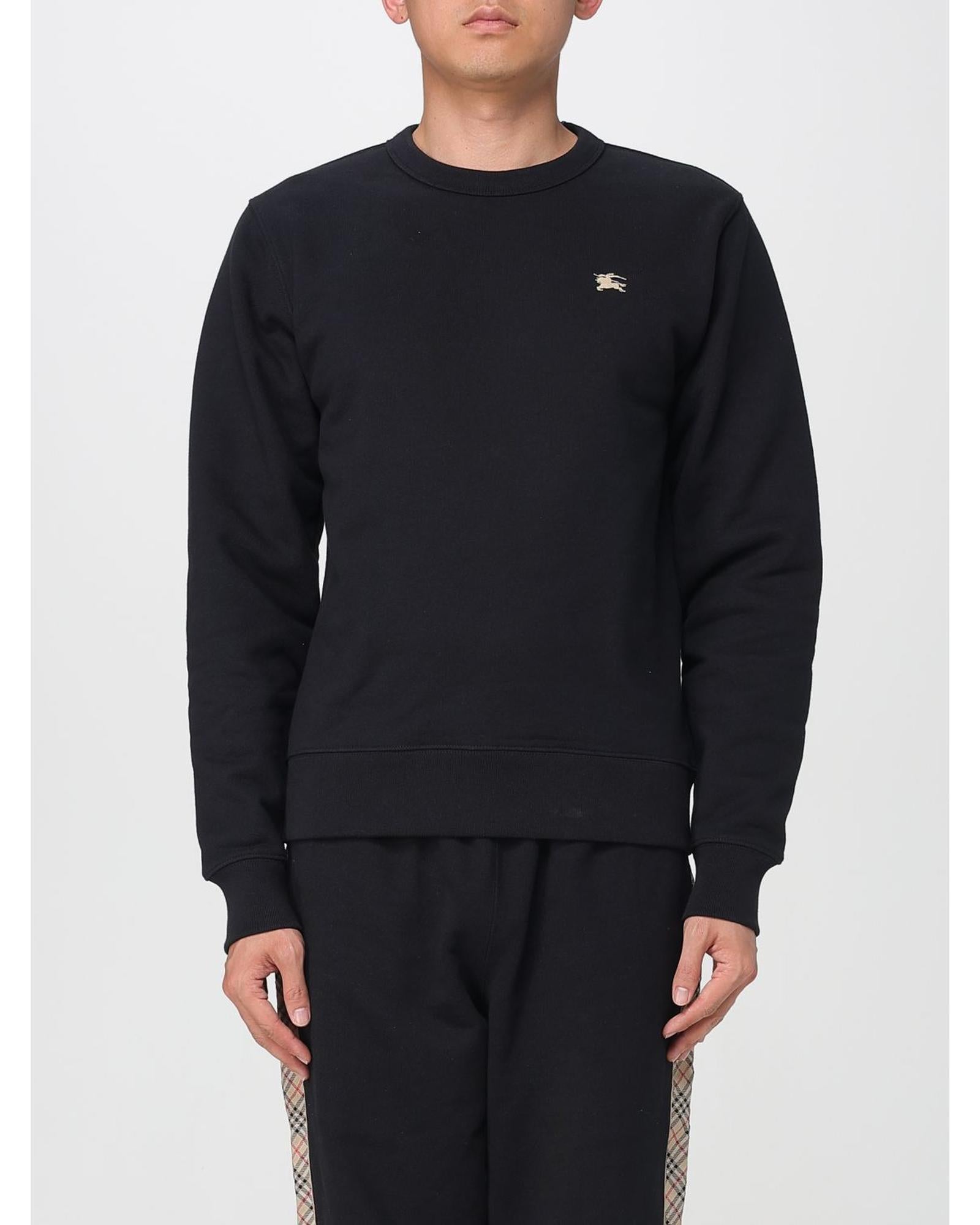 Burberry Embroidered Logo Sweatshirt Men Black Sweaters & Sweatshirts