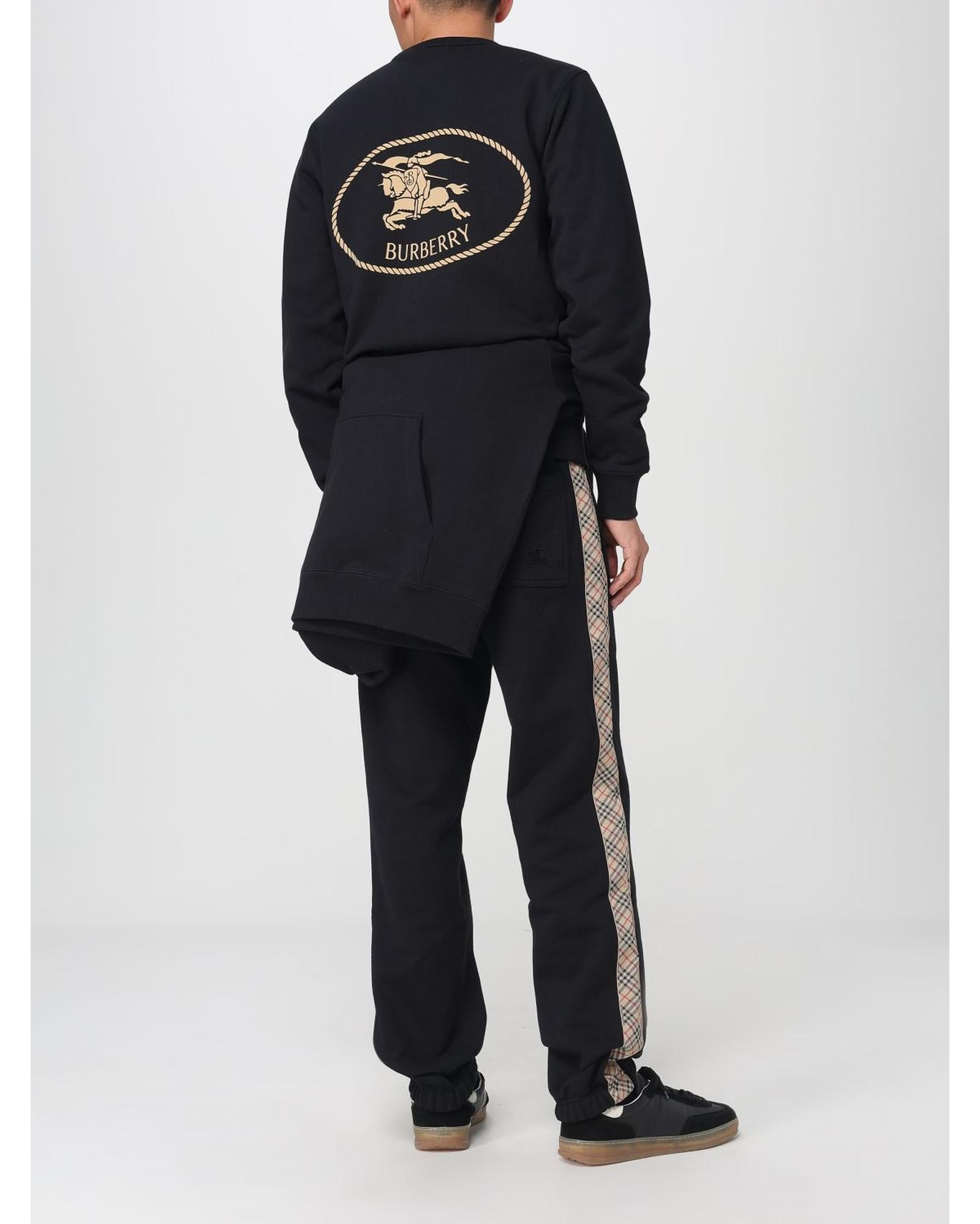 Burberry Embroidered Logo Sweatshirt Men Black Sweaters & Sweatshirts