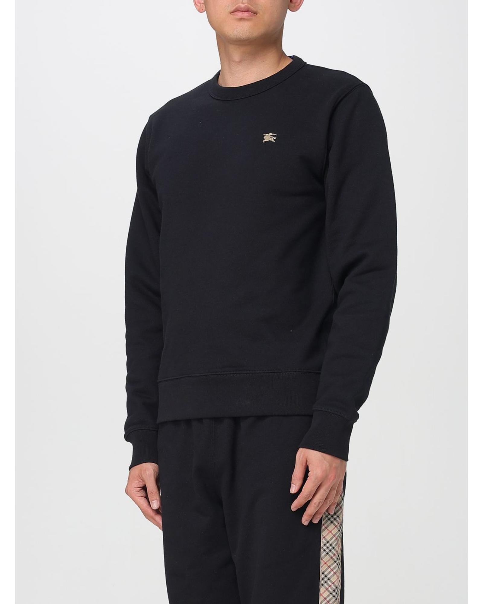 Burberry Embroidered Logo Sweatshirt Men Black Sweaters & Sweatshirts