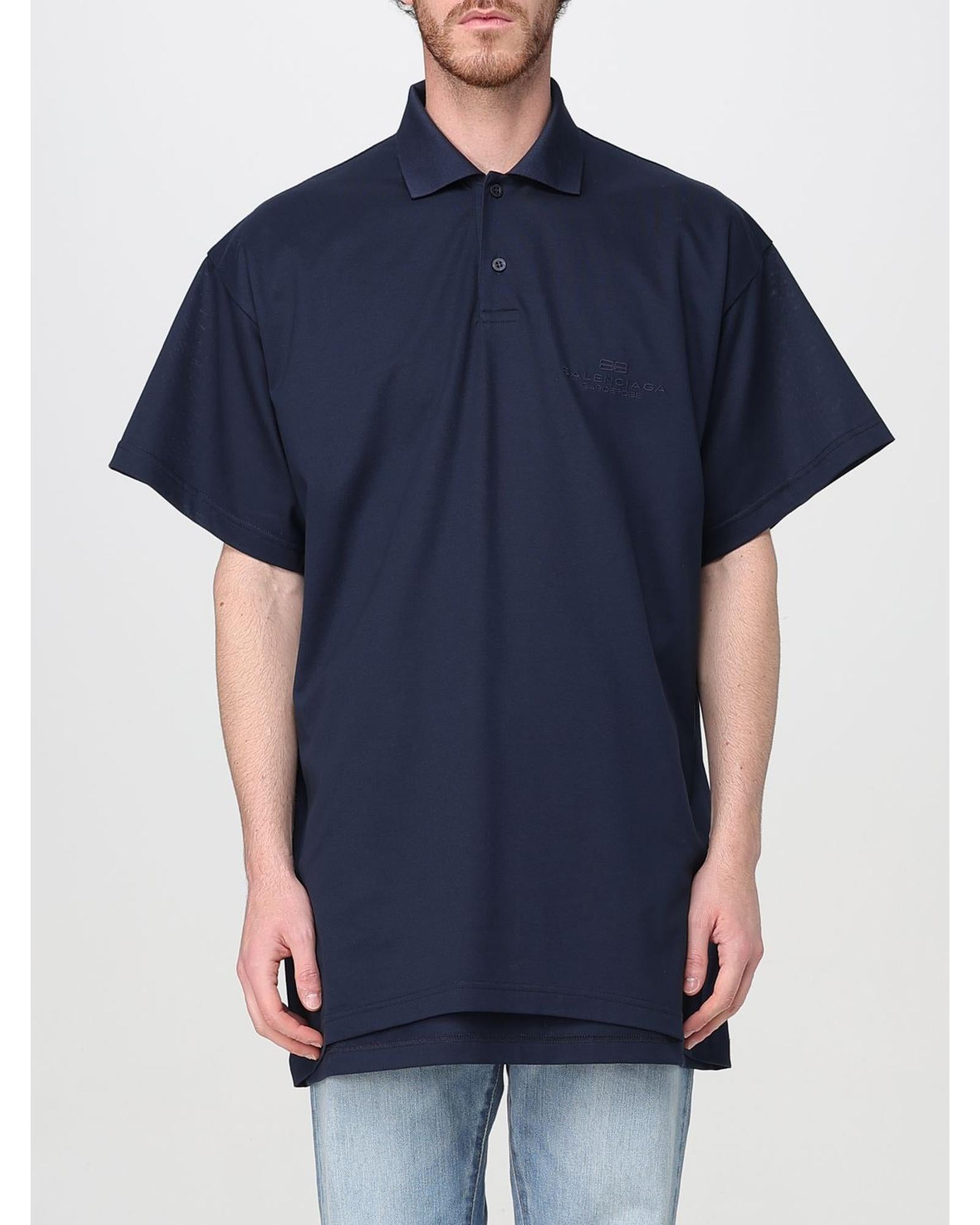 Balenciaga Oversized Polo Shirt Men Blue Regular S Blue