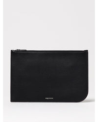 Alexander Mcqueen ZipAround Leather Pouch Men Black Business Bags ONE SIZE Black