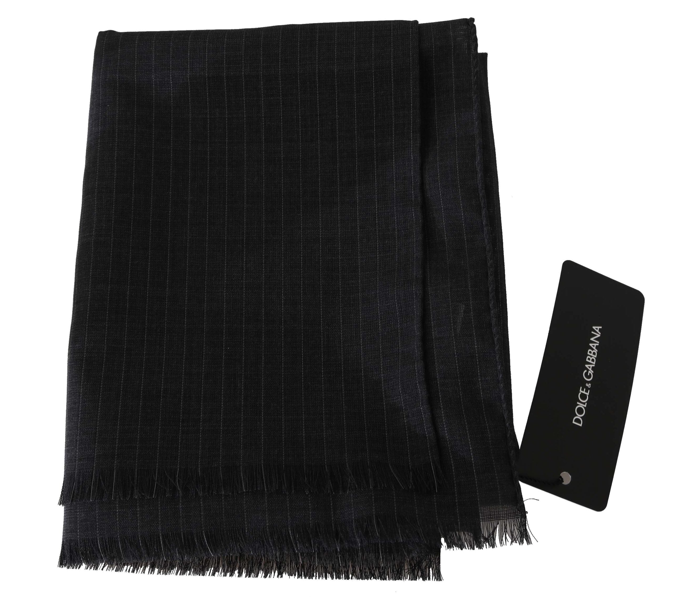 Dolce & Gabbana Gray 100% Wool Striped Pattern Wrap Men's Scarf