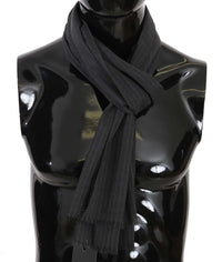 Dolce & Gabbana Gray 100% Wool Striped Pattern Wrap Men's Scarf