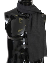 Dolce & Gabbana Gray 100% Wool Striped Pattern Wrap Men's Scarf