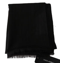 Dolce & Gabbana Dolce & Gabbana Dark Gray Virgin Wool Striped Pattern Wrap Men's Scarf