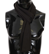 Dolce & Gabbana Dolce & Gabbana Dark Gray Virgin Wool Striped Pattern Wrap Men's Scarf
