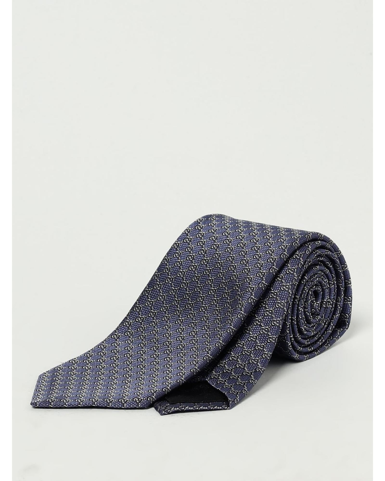 Gucci Silk Tie Logo Pattern Men Blue Blue
