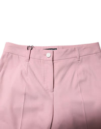 Dolce & Gabbana Pink Wool Mid Waist Tapered Women's Pants