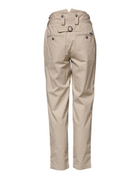 Dolce & Gabbana Beige Cotton High Waisted Women's Pants