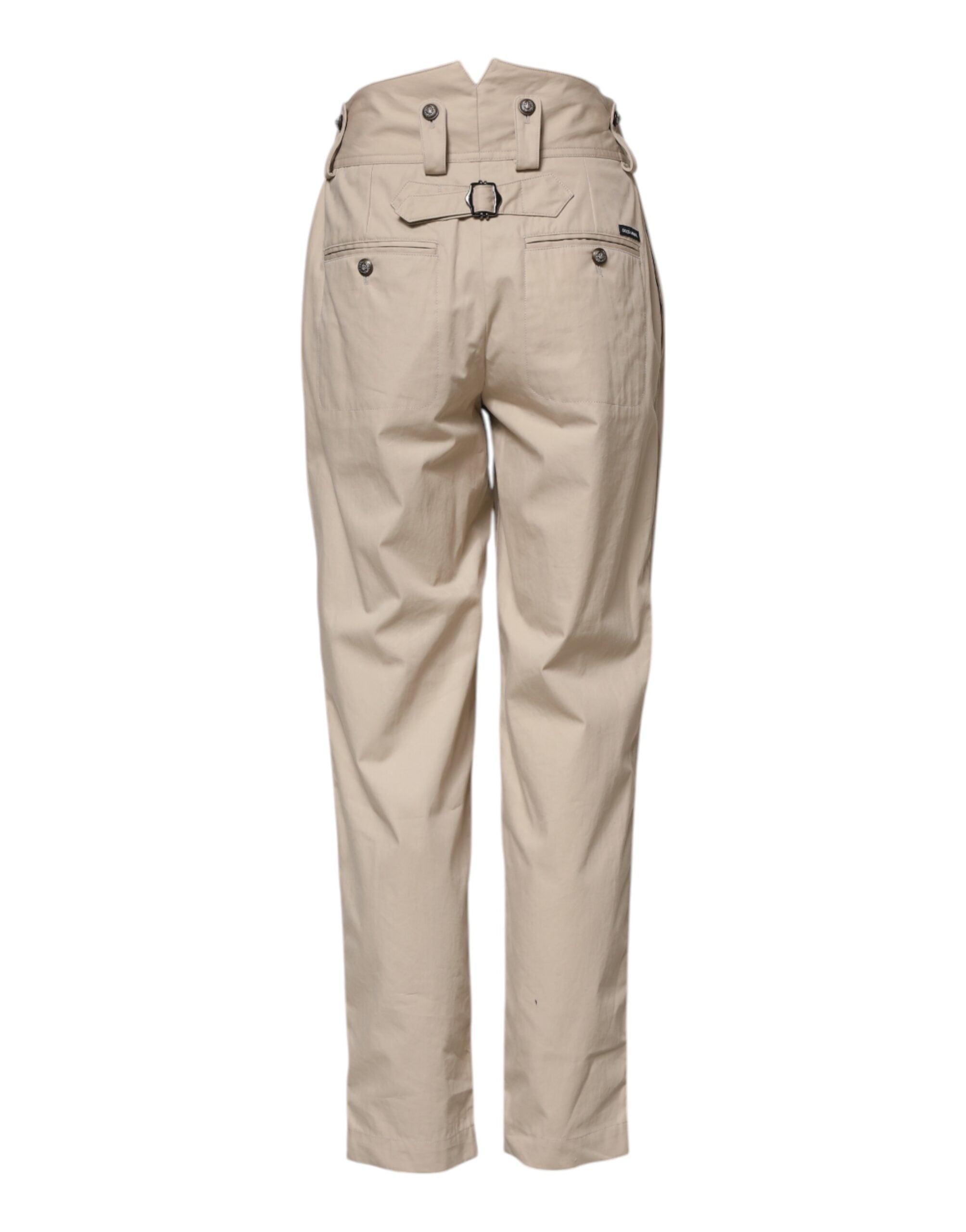 Dolce & Gabbana Beige Cotton High Waisted Women's Pants