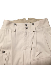 Dolce & Gabbana Beige Cotton High Waisted Women's Pants