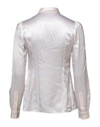 Dolce & Gabbana White Ascot Collar Long Sleeve Blouse Women's Top