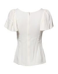 Dolce & Gabbana White Round Neck Short Sleeves Blouse Women's Top