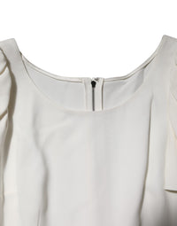 Dolce & Gabbana White Round Neck Short Sleeves Blouse Women's Top