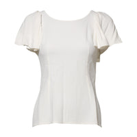 Dolce & Gabbana White Round Neck Short Sleeves Blouse Women's Top