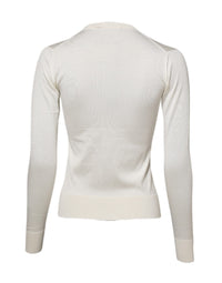 Dolce & Gabbana White Silk Lily Buttoned Cardigan Women's Sweater
