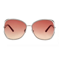 Tom Ford Sunglasses Butterfly Full Rim, Shiny Palladium Frame and Bordeaux Gradient Lens FT109116T