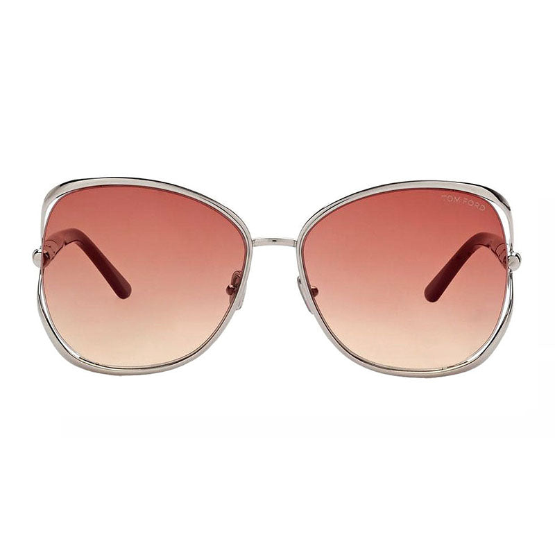 Tom Ford Sunglasses Butterfly Full Rim, Shiny Palladium Frame and Bordeaux Gradient Lens FT109116T