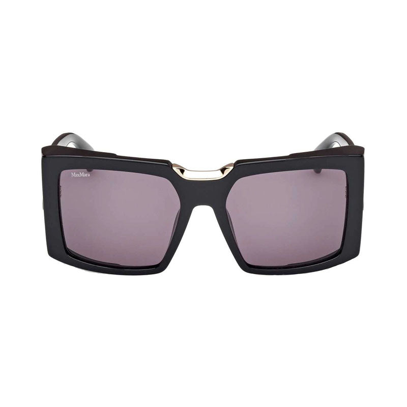 Max Mara Max Mara Sunglasses Square Full Rim, Shiny Black Frame and Smoke Lens MM012401A