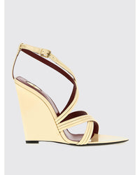 Saint Laurent Leather CrossStrap Wedge Sandals Women White 7 White