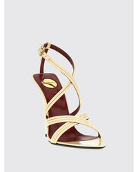 Saint Laurent Leather CrossStrap Wedge Sandals Women White